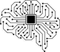 circuit board, chip and brain, Artificial intelligence concept. illustration vector