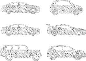Concept of the car, point and line compose are connected to a car vector