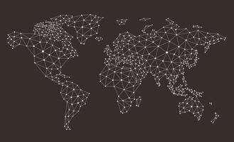 Polygonal map. Digital globe earth, Polygons maps, World wide internet network mesh, 3d grid illustration vector
