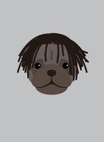 Portrait of pug dog, wearing something, cool style, dreadlocks vector