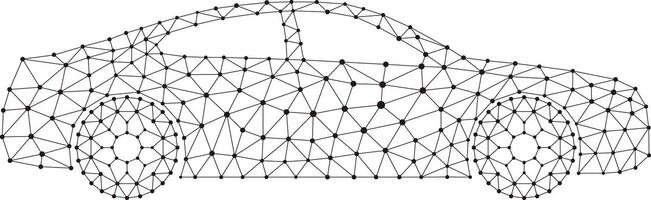Concept of the car, point and line compose are connected to a car vector