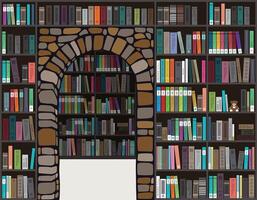 many books on the bookshelf, illustration vector