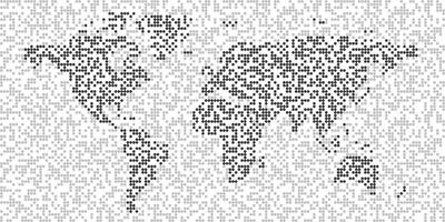 Map of the world with pattern of polka dots. Seamless vector