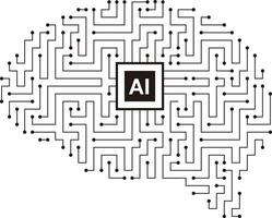 circuit board, maze and brain, Artificial intelligence concept. illustration vector