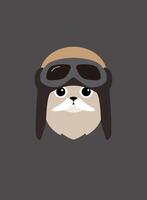 Portrait of cat, wearing Air helmet, like a pilot, cool style vector