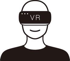 Man wearing Virtual reality glasses. front view, playing games, illustration vector