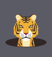 Cute tiger on the hole, watching, illustration vector
