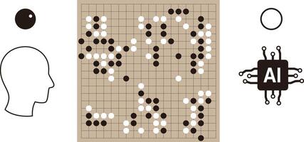 Human playing go game with robot, illustration vector