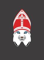 Portrait of cat, wearing something, like pontiff, cool style vector