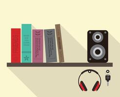 many books on the bookshelf illustration vector