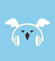 Cartoon eagle bird wearing a headset with a pair of wings, enjoy the music vector