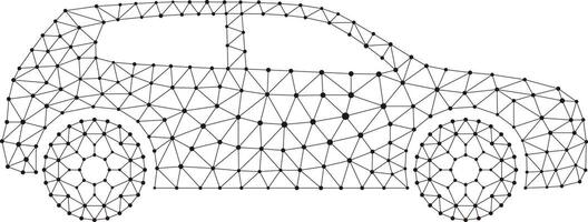 Concept of the car, point and line compose are connected to a car vector