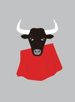 Portrait of bull, wearing something, like a bullfighter, cool style vector
