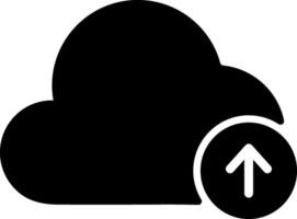 Cloud upload icon . Online data upload concept solid black glyph icon vector