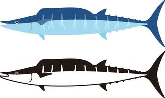 Wahoo fish, sider view, illustration vector