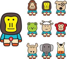 animal character flat icon set vector
