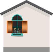Two floor flat color house, illustration vector