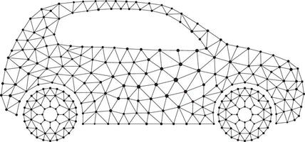 Concept of the car, point and line compose are connected to a car vector
