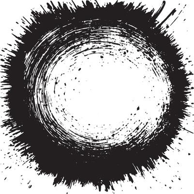 Brush stroke circle texture. Isolated on white background. illustration