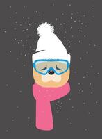 Portrait of dog, wearing something in winter like a man vector