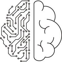 Half human brain and half circuit board, Artificial intelligence of digital concept vector