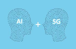 circuit board in the Cyborg head, Artificial intelligence and 5g concept. illustration vector