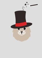 Portrait of cat, wearing hat, like a gentleman, cool style, cosplay vector
