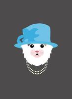 Portrait of cat, wearing something, like UK queen, cool style vector