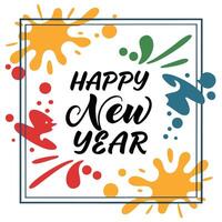 Happy New Year Graphic with Colorful Splashes vector