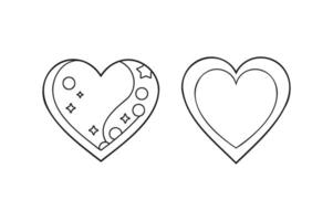 Set of Valentine's Day Heart Line Art Elements for Romantic Designs and Clipart vector