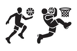 Minimalist Silhouette of a Basketball Player Jumping for the Ball vector