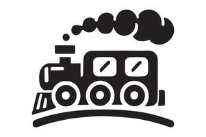 Silhouette of Steam Train Engine, Iconic Design vector