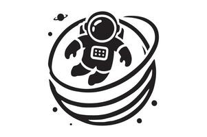 Astronaut Silhouette Floating in Zero Gravity, Art vector