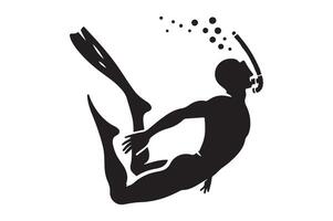 Dynamic Diver Silhouette in Ocean Adventure Pose vector