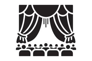 Dramatic Silhouette of Open Theater Curtains, Art vector