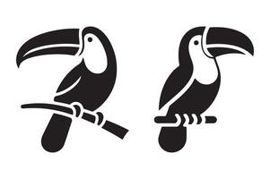 Elegant Silhouette of Toucan Parrot Icon in Art vector