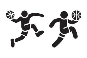 Silhouette of Basketball Player in Action Dribbling the Ball vector