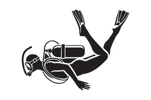 Dynamic Scuba Diver Silhouette with Bubbles vector