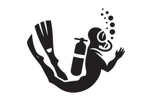 Creative Silhouette of Diver Exploring Ocean Depths vector