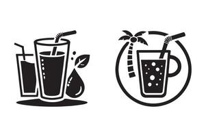 Silhouette of Beverage Glasses Icon Collection vector