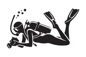 Elegant Diver Silhouette Exploring the Ocean Depths vector
