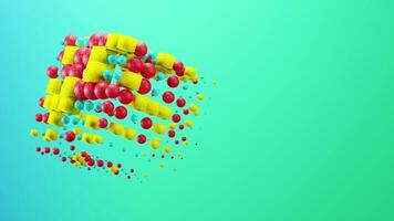 Cube 3d render motion graphics animation teal background with copy space for text video