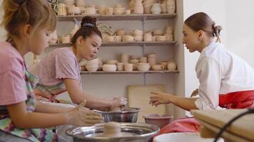 Clay pottery workshop for beginners in a cozy studio setting in the afternoon video