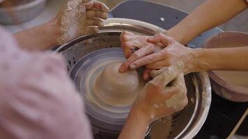 Creating pottery together at a local studio in the afternoon video