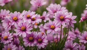 Delicate Pink Flowers in a Field photo
