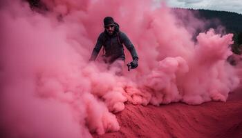 Man Riding Through Smoke photo