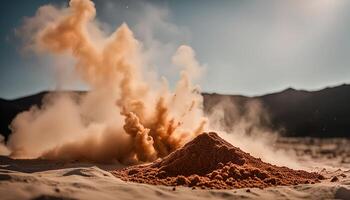 Dust Cloud Explosion in Desert photo
