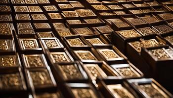 Golden Decorated Boxes in a Pattern photo