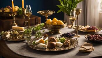 Elegant Table Setting with Golden Decor photo
