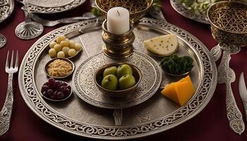 Elegant Table Setting with Ornate Silverware and a Candle photo